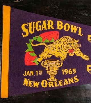 1965 Football Pennant - Lsu Louisiana State University Orleans Sugar Bowl