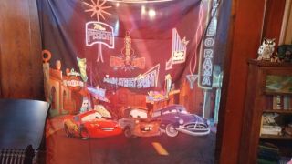 Disney Pixar Cars Shower Curtain Lightning Mcqueen/tomater/doc Vintage
