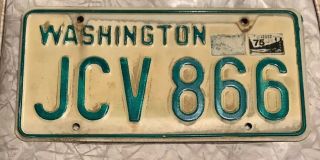 1975 Thurston County Washington Passenger Vehicle License Plate Single Jcv 866