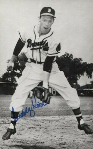 Buddy Kerr Autographed Boston Braves Vintage Rowe Postcard