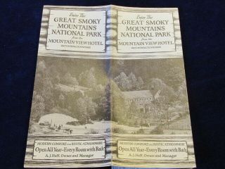 Vtg 1930 - 1940s Great Smokey Mountain View Hotel Gatlinburg Tn Brochure &map Q679