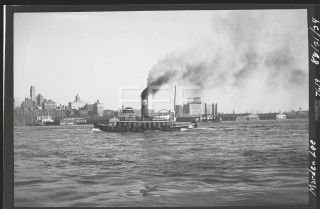 1934 Ss Marden Lee Tug Boat Ship Manhattan York City Nyc Photo Negative T210