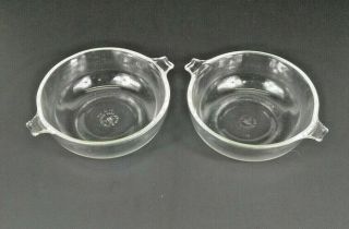 Vintage Pyrex 019 Mini Casserole Dishes 20 Oz.  Clear Glass Ovenware Set Of 2
