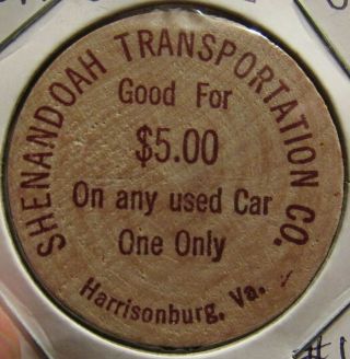 Vintage Shenandoah Transportation Harrisonburg,  Va Wooden Nickel - Virginia 1