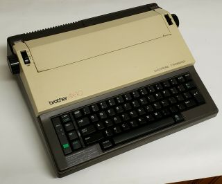 Vintage Brother Ax - 10 Portable Electronic Typewriter,  Brown& Tan