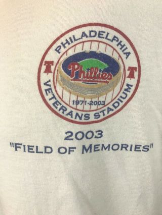The Vet Vintage Philadelphia Phillies Veterans Stadium 2003 " Field Of Memories "