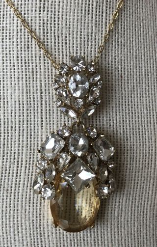 Vintage Ann Taylor Runway Golden Crystal & Rhinestone Necklace 30” - Inc Ship