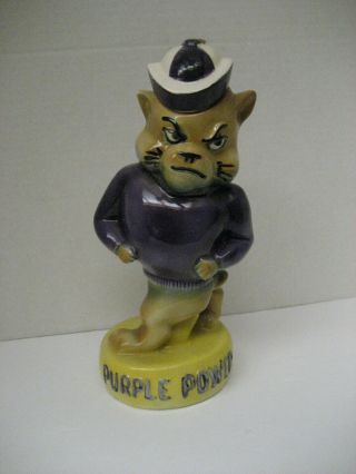 Vintage Kansas State University Walking Willie Wildcat Purple Power Decanter