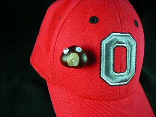 The Ohio State " Brutus " Real " Buckeye " Hat/ Lapel Pin - Fun/ Unique/ Different