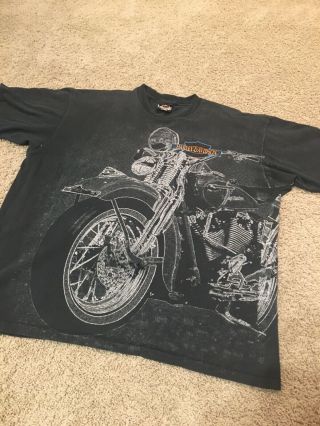 Vintage 1992 Harley Davidson Motorcycles All Over Print Worn Holes Xxl 2xl