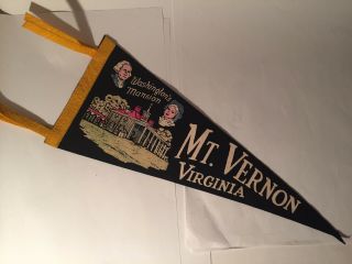 Vintage Travel Felt Souvenir Pennant,  Mt.  Vernon,  Virginia,  Washington 