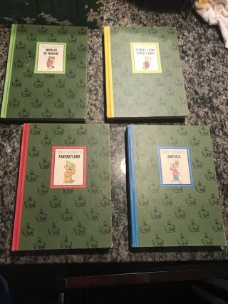 Vintage 1965 The Wonderful Worlds Of Walt Disney Golden Press 4 Volume Books Set
