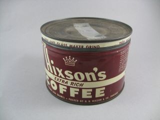 Vintage HIXSON ' S One Pound Coffee Tin Can with Lid 2
