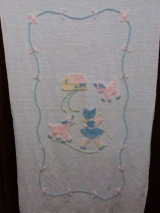 Vintage Chenille Little Bo Peep Baby Crib Bedspread