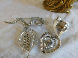 Vintage Set of 4 Silver Pins Brooches Pretty,  Unisex 3