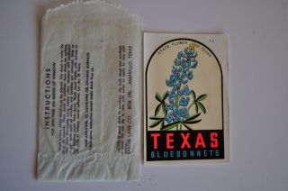 Vintage Window Decal/sticker Texas Bluebonnet