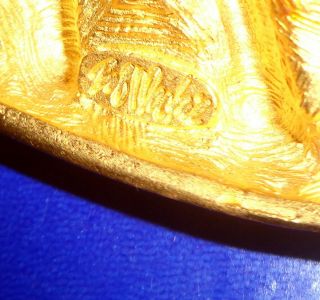 Vintage Bob Mackie Tiger On Pillow Brooch Pin Rhinestone Enamel Gold Tone 2