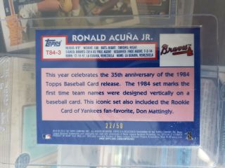 2019 Topps Silver Pack 1984 Baseball Gold/50 T84 - 3 Ronald Acuna Jr Card 2