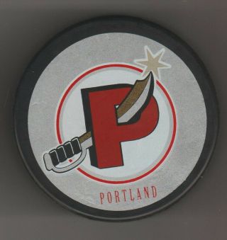 Portland Pirates Sabre Pierced P Secondary Logo Gold Star Ahl Hockey Puck
