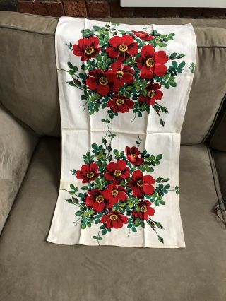 Vintage Mid Century Red And Green Hand Towel