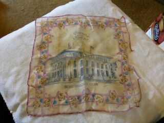 Early 1900s Souvenir Handkerchief " Post Office - Miami,  Florida " Silk,  Fragile