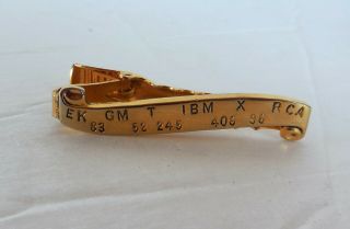 Vintage Tie Tack Clip Goldtone Stock Exchange Ticker Tape Ek Gm Ibm Rca
