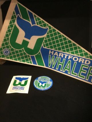 Nhl - Hartford Whalers Felt Pennant,  Sticker And Button