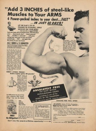 Vintage 1963 Joe Weider Body Building Print Ad