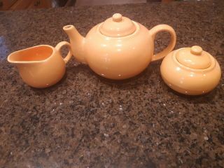 Vintage Yellow Tea Pot,  Creamer And Sugar Set,  Made In China For Himark