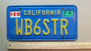 License Plate,  Blue California,  Ham Radio Operator,  Wb6str