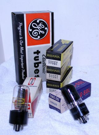 5 Tung - Sol Sylvania Raytheon 5v6gt Vacuum Tubes Made In Usa Nos In Boxes
