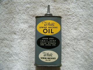 Vintage White Sewing Machine Household Oil Can Handy Oiler Lead Spout Top