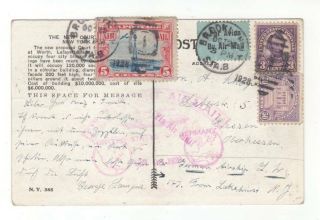 1928 Graf Zeppelin 1st Return Flight On Postcard Airship Court House Ny City