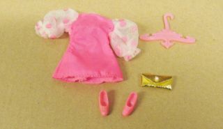 Vintage Topper Dawn Doll Pink Dress Outfit With Shoes And Purse