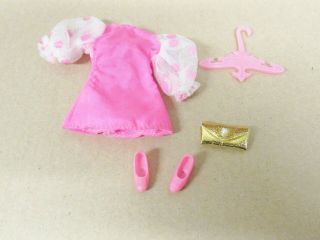Vintage Topper Dawn Doll Pink Dress Outfit with Shoes and Purse 2
