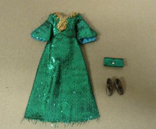Vintage Topper Dawn Doll Green Outfit With Shoes And Purse