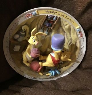 Disney Bradford Exchange Winnie The Pooh 3 - D Plate 1995 Rumbly In My Tumbly Vtg