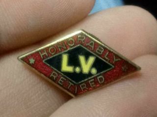 Old Lehigh Valley Railroad Enamel Diamond Honorably Retired Employee Service Pin