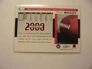 2000 SCORE 316 TOM BRADY ROOKIE CARD 2