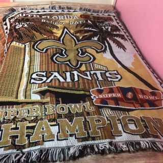 2010 Orleans Saints Bowl Xliv Champions Triple Jacquard Throw Blanket