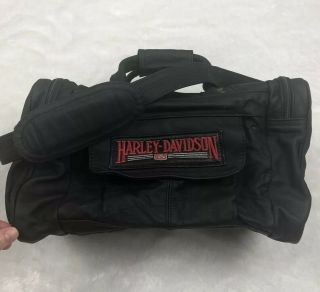 Harley Davidson Small Vintage Leather Duffle Bag W/ Adj Shoulder Strap