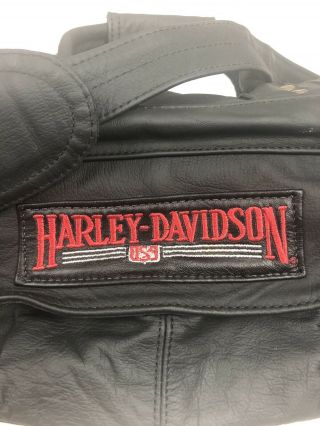 Harley Davidson Small Vintage Leather Duffle Bag W/ Adj Shoulder Strap 2