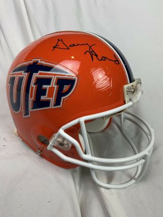 Game Worn University Of Texas El Paso Utep Signed Football Helmet 95