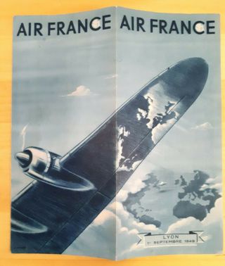 Rare Air France Airlines Timetable Brochure 1949 Vintage