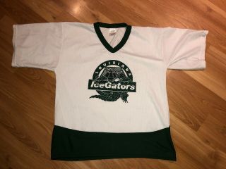 Echl Louisiana Ice Gators Hockey Practice Jersey Top,  Green,  White Adult M,