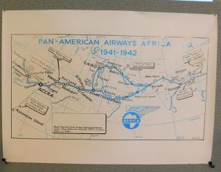 Pan American World Airways Africa Route Map 20 " X 28 "