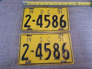 1951 Washington Dc - District Of Columbia License Plates