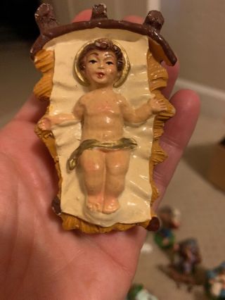Vintage Baby Jesus In Manger Italy Ceramic For Nativity Scene Set