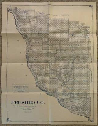 1911 (1920s) Early Plat Owner Map Presidio County Texas / General Land Office