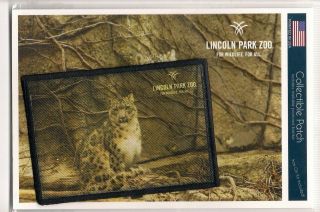 Lincoln Park Zoo Chicago Illinois Souvenir Patch & Postcard Snow Leopard